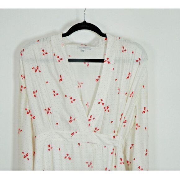 EQUIPMENT Femme Dress Size 4 Silk  Wrap White Red Polka Dots Floral Mini - Picture 4 of 12
